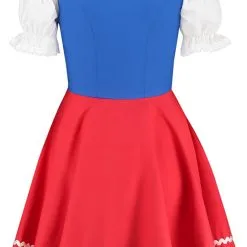 Overig Tiroler Dirndl Blauw-Rood 50cm 2dlg. (100% Katoen) -Kostuum Wereld Winkel tiroler dirndl blauw rood 50cm 2dlg 100 katoen product achterkant