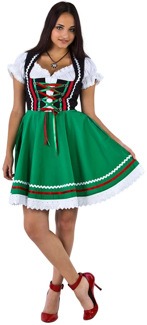 Overig Tiroler Dirndl Zwart-Groen 50cm 2dlg. (100% Katoen) 4 Overig Tiroler Dirndl Zwart-Groen 50cm 2dlg. (100% Katoen) - Afbeelding 2