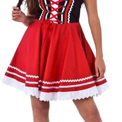 Overig Tiroler Dirndl Zwart-Rood 50cm 2dlg. (100% Katoen) -Kostuum Wereld Winkel tiroler dirndl zwart rood 50cm 2dlg 100 katoen 3