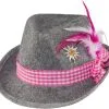 Overig Tiroler Hoed Grijs/Pink Voor Dames -Kostuum Wereld Winkel tiroler hoed grijs pink voor dames