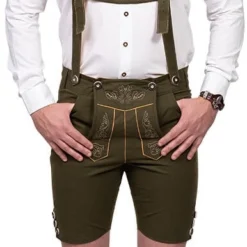 Overig Tiroler Lederhose Mosgroen Kort (Nepleer) -Kostuum Wereld Winkel tiroler lederhose mosgroen kort nepleer 2