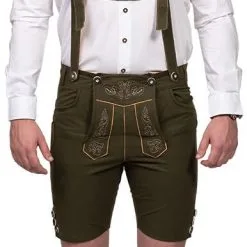 Overig Tiroler Lederhose Mosgroen Kort (Nepleer)